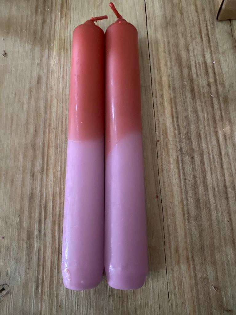 Kaars dip dye terra / roze (per stuk)