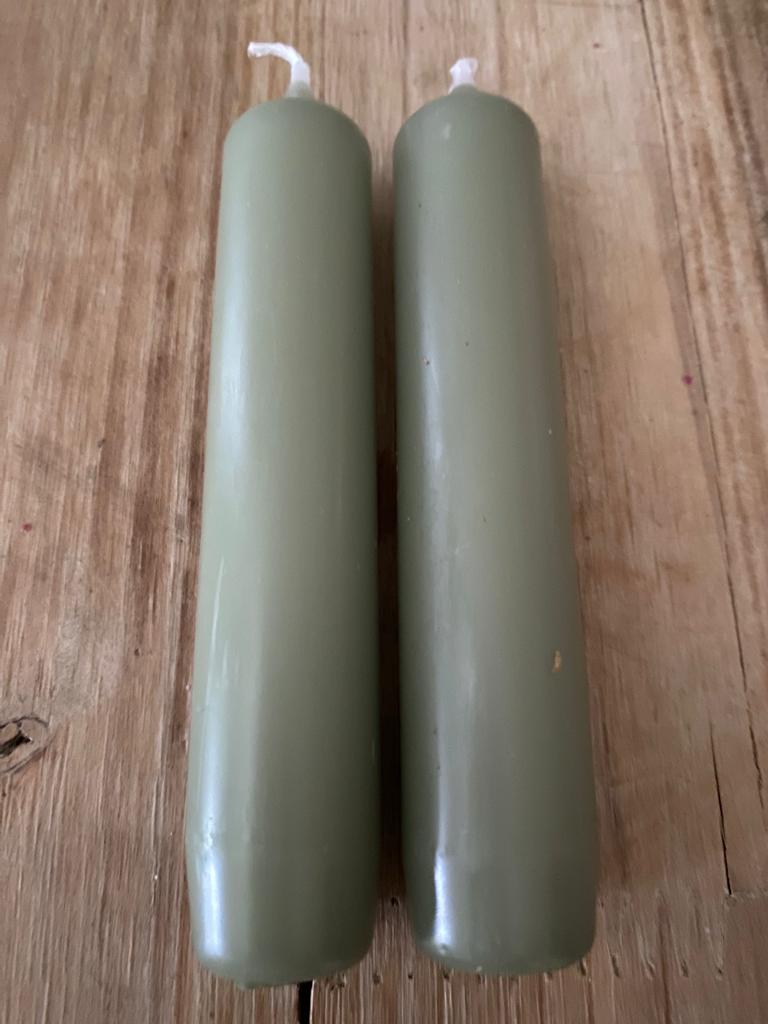 Kaars kort groen glans (per stuk)