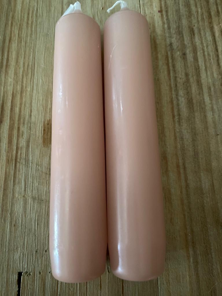 Kaars kort roze glans (per stuk)